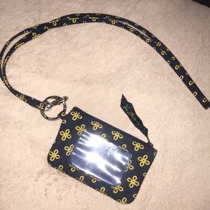 Vera Bradley lanyard- Style navy blue and yellow
